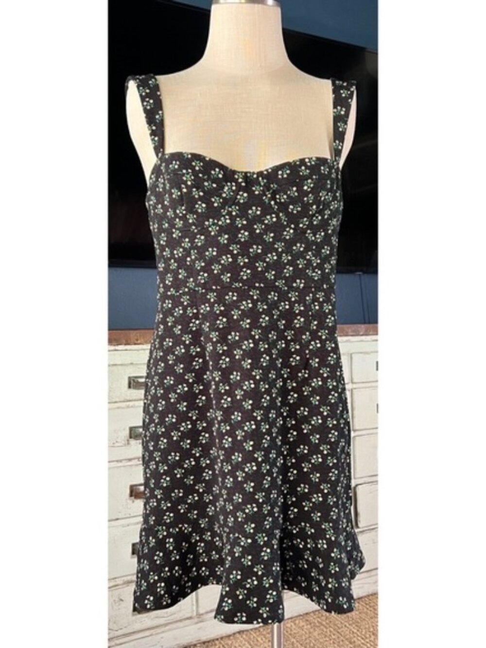 Anthropologie Hutch Ditsy Corset Dress L